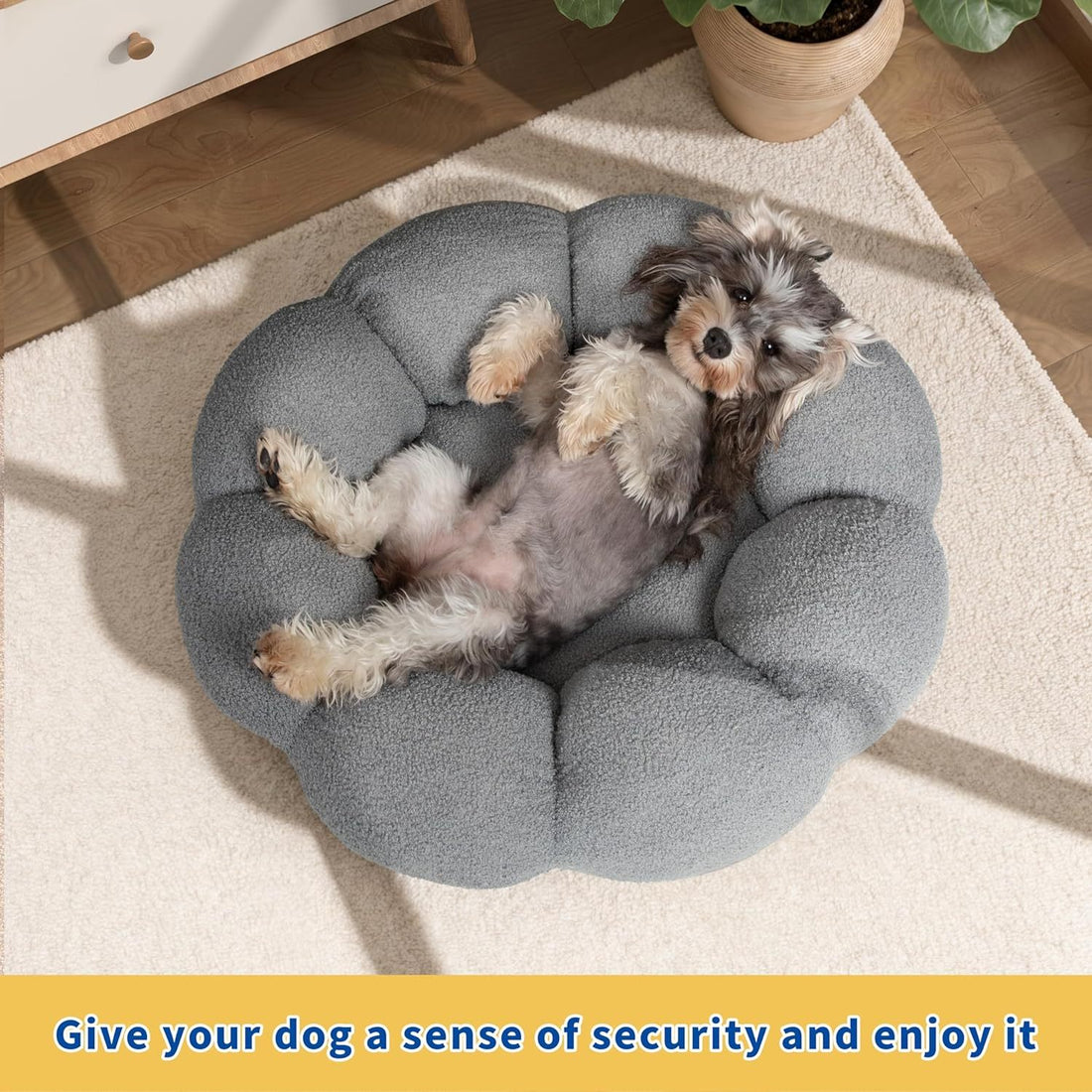 Flower Cat Dog Bed In Plush Teddy