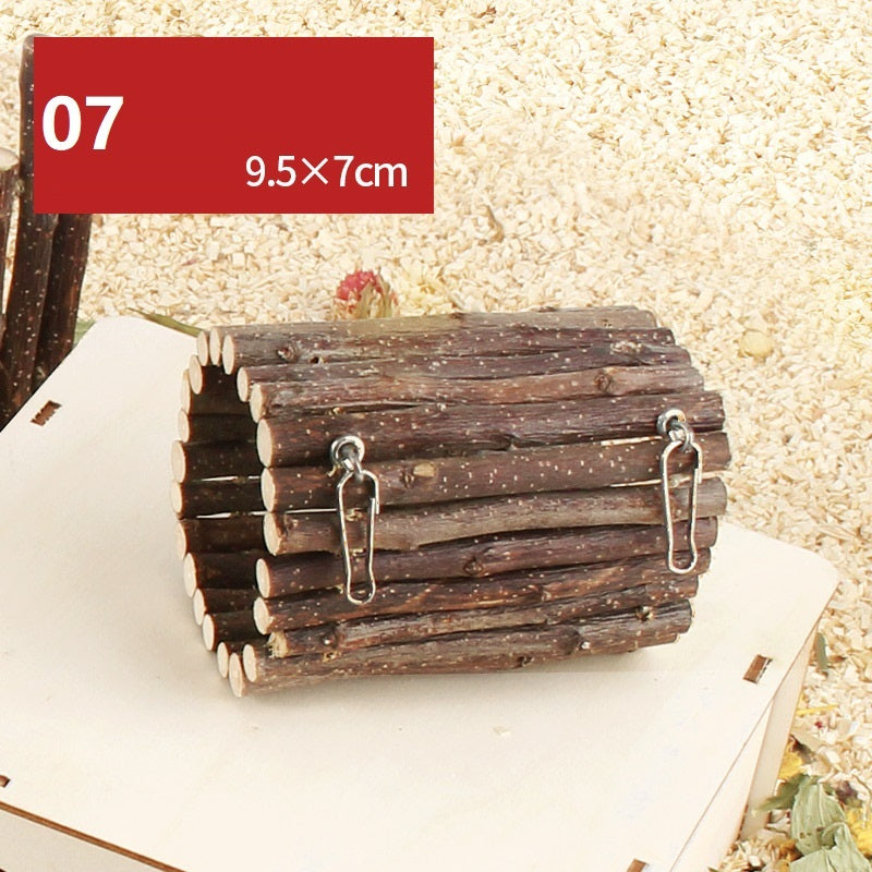 Hamster Natural Wooden Fence Swing Toy
