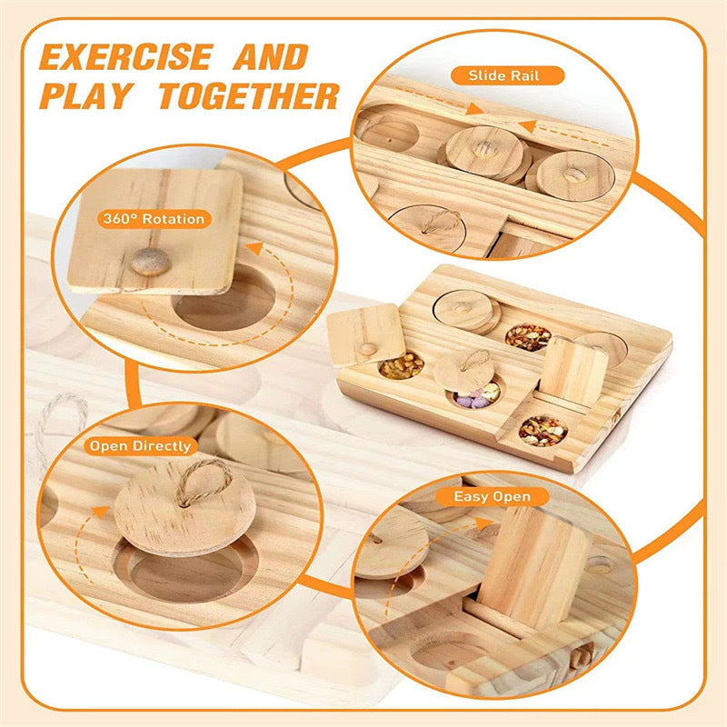 Wooden Hamster Feeder Snack Dispenser