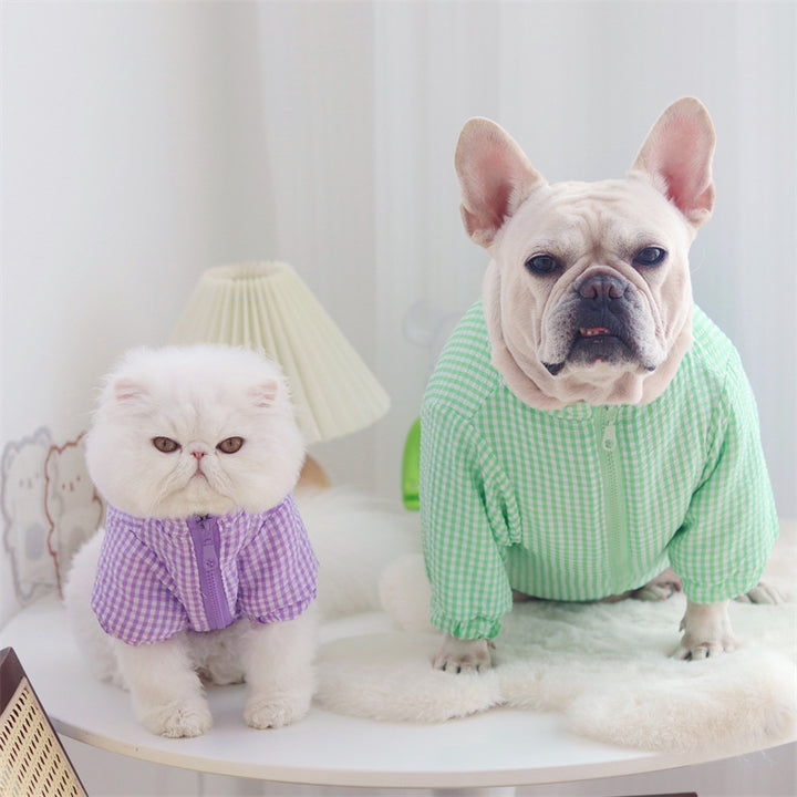 Dog Clothes Thick Plaid Cotton Coat